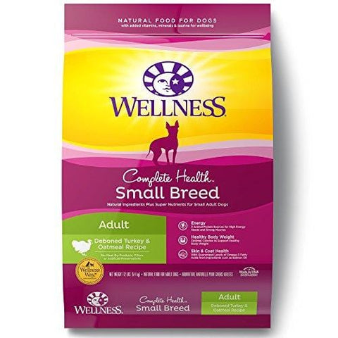 Wellness Complete Health Natural Dry Small Breed Dog Food, Turkey & Oatmeal, 12-Pound Bag