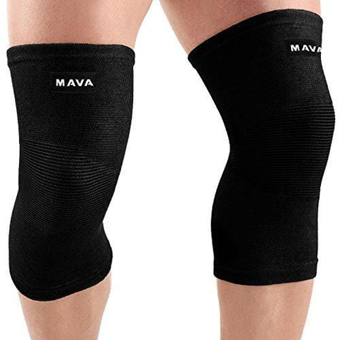 Mava Sports Knee Support Sleeves (Pair) for Joint Pain & Arthritis Relief, Improved Circulation Compression – Support for Running, Jogging,Workout, Walking & Recovery (All Black, XXLarge)
