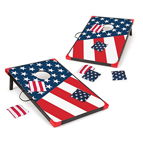 EastPoint Sports 1-1-16866-DS Cornhole Game Set Bean Bag Toss MDF - 2' W x 3' L - Built-In Storage, Convenient Carry Handles and 8 Premium Bean Bags,Stars and Stripes