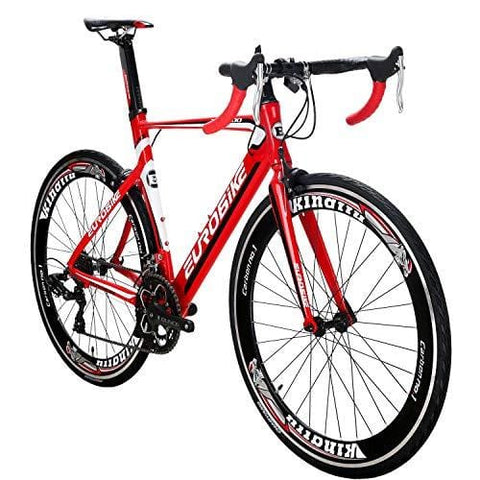 Eurobike OBK Lightweight Aluminium Road Bike 700C Wheels Commuter Cycling Bicycle 14 Speed 54cm (Red)