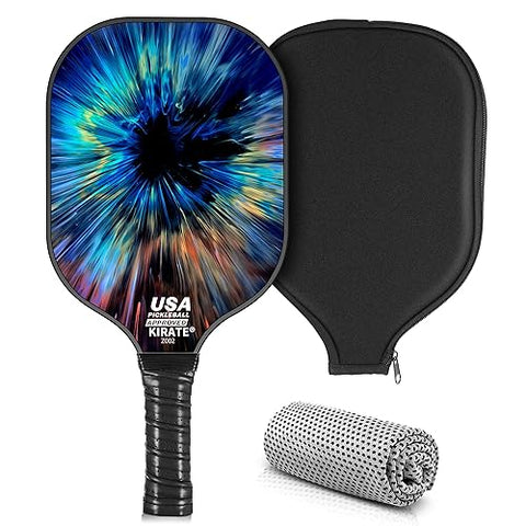 KIRATE Pickleball Paddles, 2023 USAPA Approved Carbon Fiber Surface Pickleball Set, Lightweight Pickleball Rackets, Pickle Ball Paddle Set for Men Women Pros Beginners.