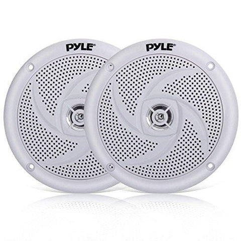 Pyle Marine Speakers - 5.25 Inch 2 Way Waterproof and Weather Resistant Outdoor Audio Stereo Sound System with 180 Watt Power and Low Profile Slim Style - 1 Pair - PLMRS5W (White)