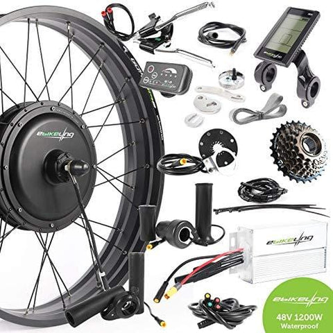 EBIKELING 48V 1200W 26" Fat Direct Drive Front Rear Waterproof Electric Bicycle Conversion Kit (Rear/LCD/Twist)