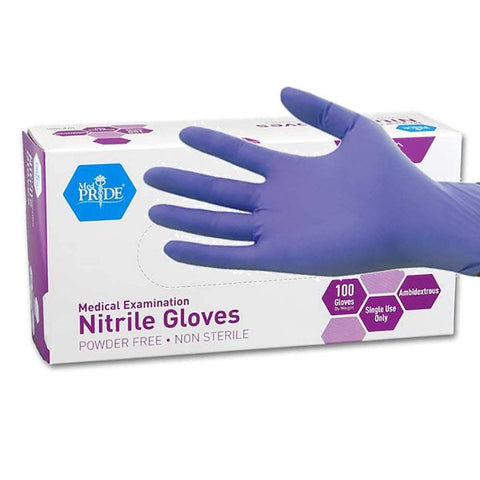 MedPride Powder-Free Nitrile Exam Gloves, Large, Box/100