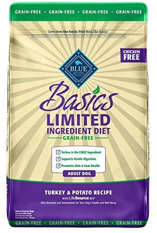 Blue Buffalo Basics Limited Ingredient Diet, Grain Free Natural Adult Dry Dog Food, Turkey & Potato 24-lb