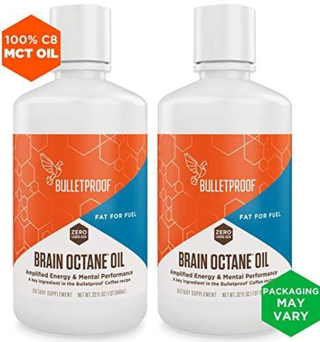 Bulletproof Brain Octane MCT Oil, Perfect for Keto and Paleo Diet, 100% Non-GMO Premium C8 Oil, Ketogenic Friendly, Responsibly Sourced from Coconuts Only, Made in the USA (2pack of 32oz)