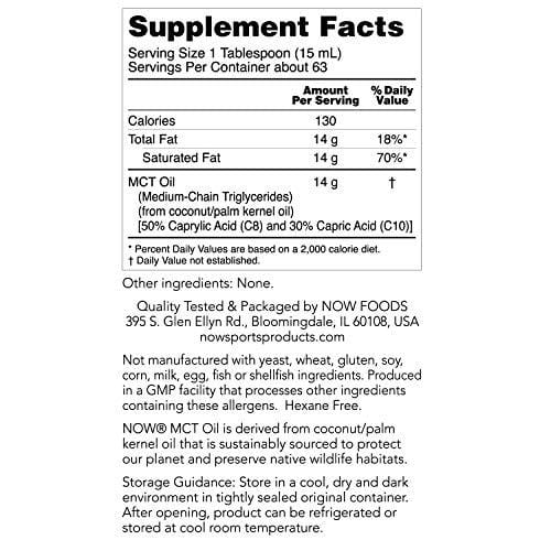 NOW Sports Nutrition, MCT (Medium-chain triglycerides)Oil, Liquid, 32-Ounce