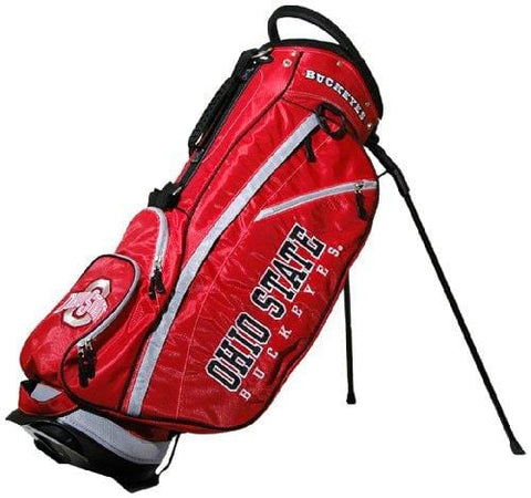 Team Golf NCAA Ohio State Buckeyes Fairway Golf Stand Bag, Lightweight, 14-way Top, Spring Action Stand, Insulated Cooler Pocket, Padded Strap, Umbrella Holder & Removable Rain Hood