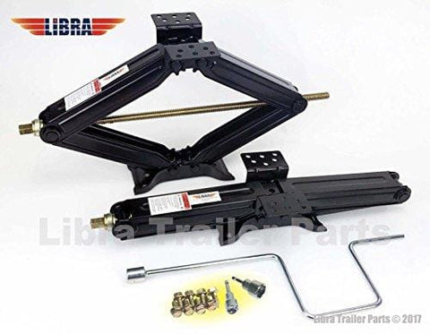 Set of 2 5000 lb 24" RV Trailer Stabilizer Leveling Scissor Jacks w/handle & Power Drill Socket & hardware -part#26020