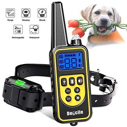 YISENCE Dog Training Collar, Dog Shock Collar with Remote 2500FT Shock Collar for Dogs IPX7 Waterproof Rechargeable w/Beep 99 Levels Vibrate Shock Modes Shock Collar for Small Dogs Medium Large Dogs