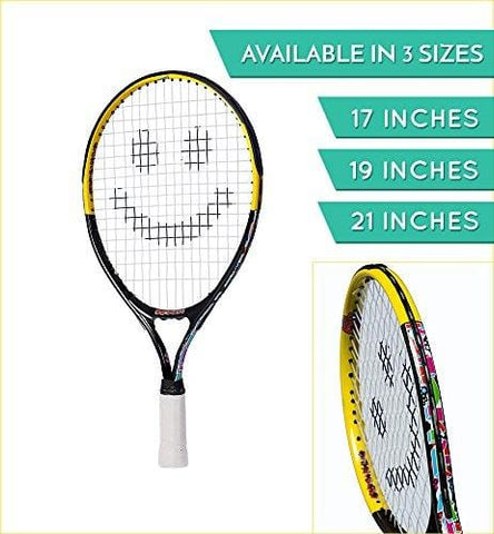 Street Tennis Club Tennis Rackets for Kids, 21-Inch, Black/Yellow