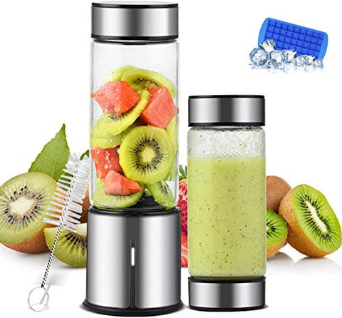 TTLIFE 2 Cup Cover Portable Blender,USB Rechargeable Cordless Smoothie Glass Blender,Mini Jucier Cup Travel Sports Bottle