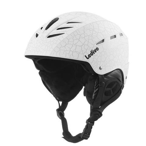 Ledivo Ski Helmet,Snowboard Helmet - Adjustable Venting, Goggles and Audio Compatible, Removable Liner and Ear Pads, Safety-Certified Snow Sports Helmet for Men, Women & Youth (White, Large)