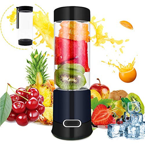 Portable Blender, Portable Blender Juicer Cup, Smoothie Blender, Stainless blades 16500rpm, 5000mAH USB Rechargeable Cordless Smoothie Glass Blender for Travel, Gym, Picnic, Kitchen (FDA, BPA free) (Double Portable blender)