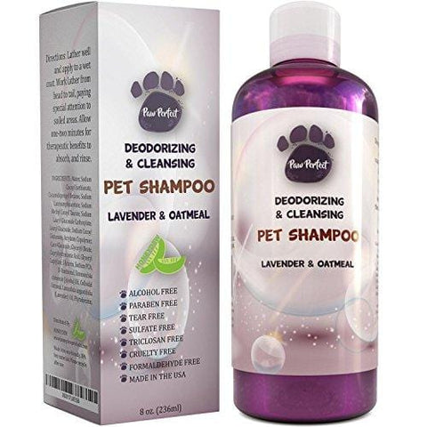 Natural Colloidal Oatmeal Moisturizing Pet Shampoo for Itchy Skin - Lavender Pet Odor Eliminator - for Dogs and Cats - with Jojoba Essential Oil - Pet Dander Remover