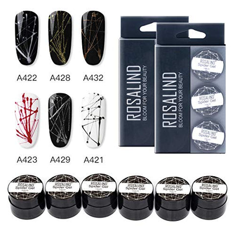 ROSALIND 5ml Spider Gel Nail Polish DIY Line Nail Art Wire Drawing Gel Lacquer 6pcs Set