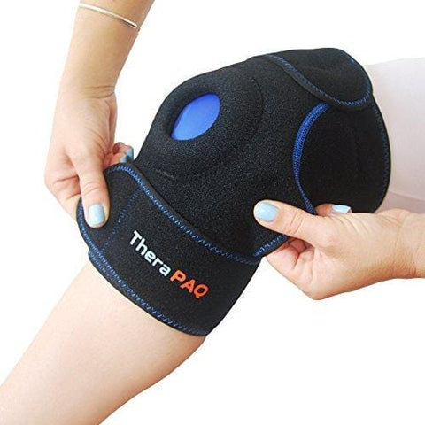 Knee Ice Pack Wrap by TheraPAQ: Hot & Cold Therapy Knee Support Brace - Reusable Compression Sleeve for Bursitis Pain Relief, Meniscus Tear, Rheumatoid Arthritis, Injury Recovery, Sprains & Swelling