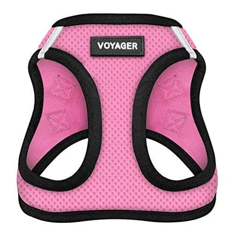 Voyager Step-In Air Dog Harness - All Weather Mesh, Step In Vest Harness for Small and Medium Dogs by Best Pet Supplies - Pink Base, Small (Chest: 14.5" - 17")
