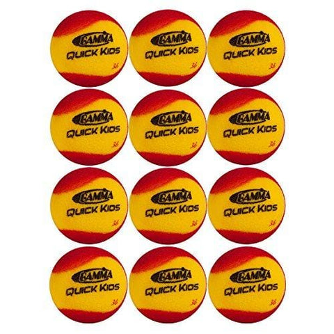 Gamma Sports Quick Kids 36 Foam Low Bounce Training and Practice Tennis Balls for Kids and Beginners, 75% Slower than Standard Tennis Balls (Designed for 36' Tennis Courts, 12 Pack, Yellow/Red)
