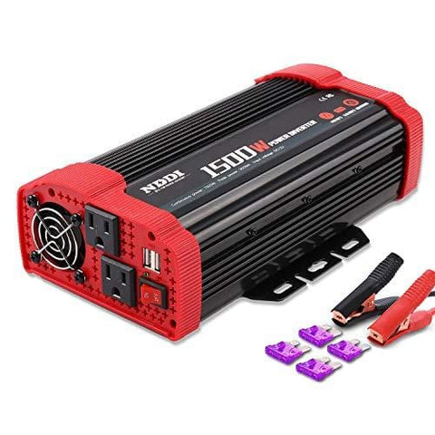 1500W Car Power Inverter 12V DC to 110V AC Car Converter Charger Adapter with Dual 3.1A USB Port and AC Outlets Quick Charging Inverter for RV Camping Emergency Hurricane Storm Outage