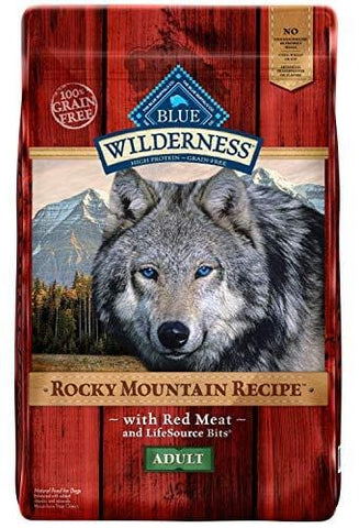 Blue Buffalo Wilderness Rocky Mountain Recipe High Protein Grain Free, Natural Adult Dry Dog Food, Red Meat 22-lb