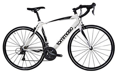 Tommaso Forcella Endurance Aluminum Road Bike, Carbon Fork, Shimano Claris R2000, 24 Speeds, Aero Wheels - Matte White - Extra Small