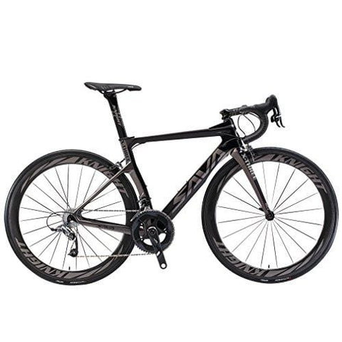 SAVADECK Phantom 5.0 700C Carbon Fiber Road Bike Cycling Bicycle with SRAM Force 22 Speed Group Set Hutchinson 25C Tire and Fizik Saddle (Black Grey 52cm)
