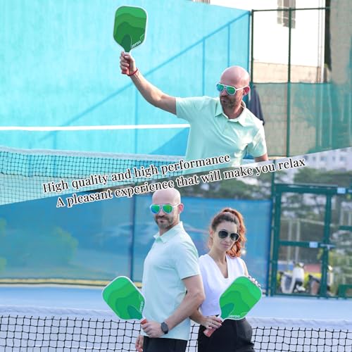 Jefoo Pickleball Paddles, Carbon Fiber & Fiberglass Pickleball Paddles Set of 2 with 4 Pickleball Balls - Perfect Pickleball Paddle Gift for Men Women