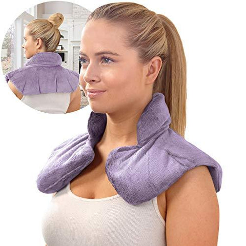 Sharper Image Neck and Shoulder Wrap Pillow Hot and Cold Microwavable Heating Pad with Herbal Aromatherapy for Muscle Pain and Tension Relief Therapy, Cold Compress, Natural Lavender Scent (Lavender)