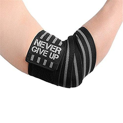 Workouty Professional Elbow Wrist Wraps--40" Elbow Support Brace FOR Weight Lifting, Chin Up, Crossfit One Pair with Carry Bag (Gray)