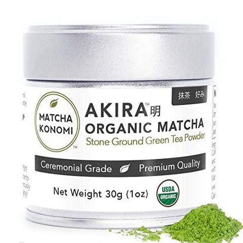 Akira Matcha 30g - Organic Premium Ceremonial Japanese Matcha Green Tea Powder - First Harvest, Radiation Free, No Additives, Zero Sugar - USDA and JAS Certified (1oz tin)
