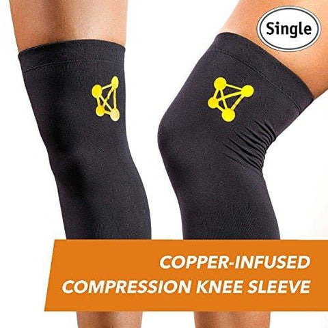 CopperJoint Copper-Infused Compression Knee Sleeve, Promotes Increased Blood Flow to The Knee While Supporting Tendons & Ligaments for All Lifestyles, Single Sleeve (Medium)