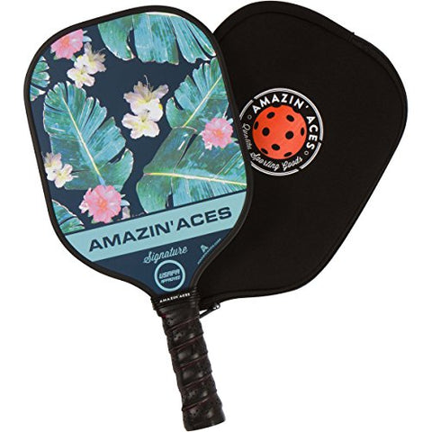 Amazin' Aces Signature Pickleball Paddle | USAPA Approved | Graphite Face & Polymer Core | Premium Grip | Includes Paddle, Paddle Cover & eBook | Single Paddle (Green)