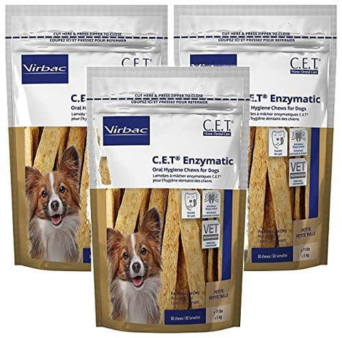 Virbac C.E.T. 3 Pack of Small Enzymatic Oral Hygiene Chews, 30 Chews Per Pack