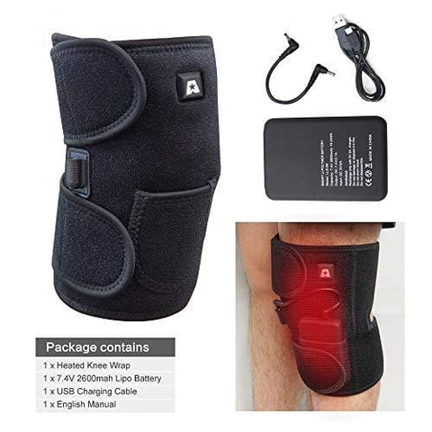Heated Knee Brace Wrap Support/Therapeutic Electric Heating Pad W/Rechargable 7.4V 2600Mah Battery for Joint Pain, Arthritis Meniscus Pain Relief (3 Temperature Setting) by Arris (1PCS)