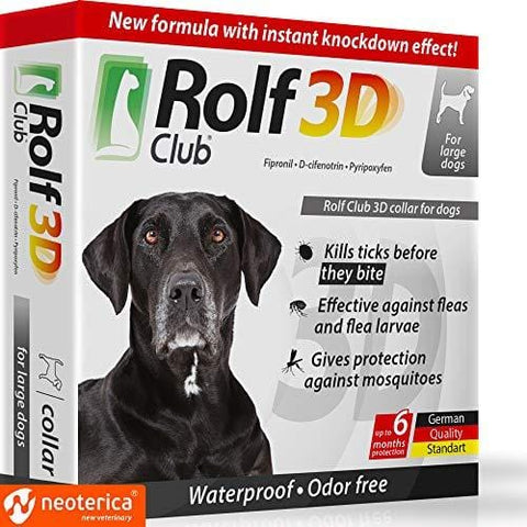 Rolf Club 3D FLEA Collar for Dogs - Flea and Tick Prevention for Dogs - Dog Flea and Tick Control for 6 Months - Safe Tick Repellent - Waterproof Tick Treatment (for All Dogs)