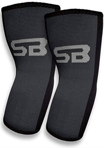 SB SOX Compression Elbow Brace (Pair) – Great Support That Stays in Place – for Tennis Elbow, Tendonitis, Arthritis, Golfers Elbow – Perfect for Weightlifting, Sports, Any Use (Black/Gray, Large)