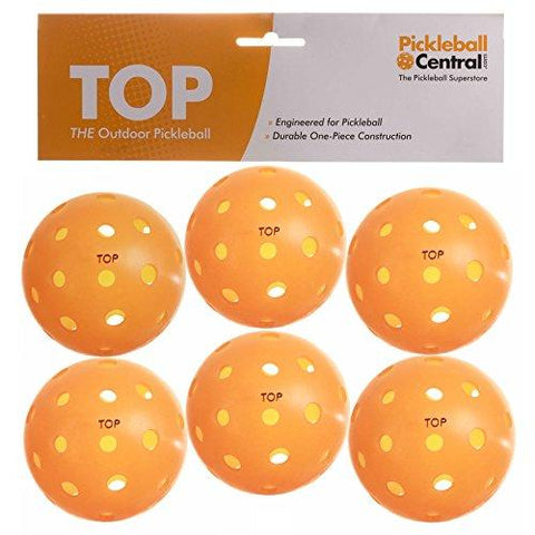 TOP Ball (The Outdoor Pickleball) - 6 Count - Orange - USAPA Approved for Tournament Play