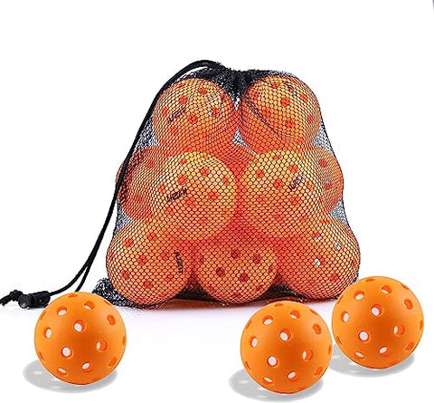 IUZIT 12 Pickleball Balls USAPA Approved - Outdoor Pickleballs 40 Holes - Beginner, Intermediate & Professional Pickleball Balls - Outdoor Pickleballs Set with Mesh Carry Bag