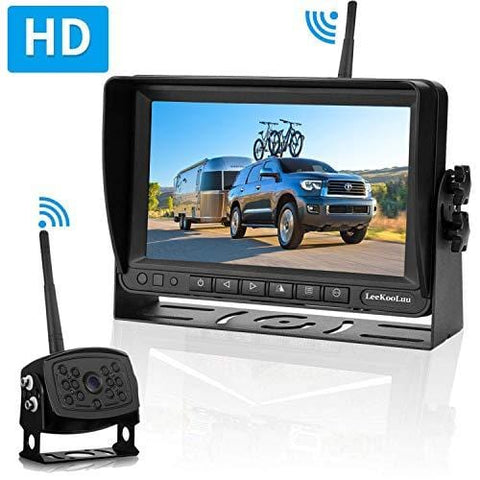 LeeKooLuu HD Digital Wireless Backup Camera 7''Monitor Highway Observation System for RVs,Travel Trailers,Trucks,Motorhome Mirror/Facing Image Flip Newest IP69K Waterproof Camera Super Night Vision