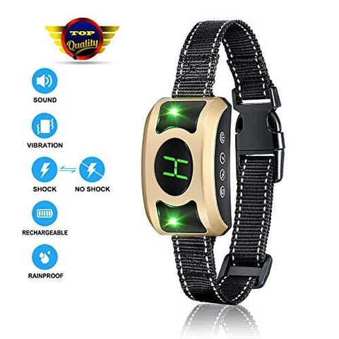 Allenker 2019 Upgrade Version Dog Bark Collar with Beep Vibration Static Shock - 3 Levels Sensitivity, Rechargeable Bark Collar for Small Dogs Medium Large Dogs with Breathing Light – Rainproof