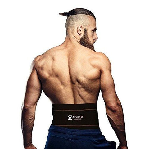 Copper Compression Recovery Back Brace - Highest Copper Content With Infused Fit. Back Braces For Lower Back Pain Relief. Lumbar Waist Support Belt For Men & Women. Size L/XL Fits Waist 39" - 50"