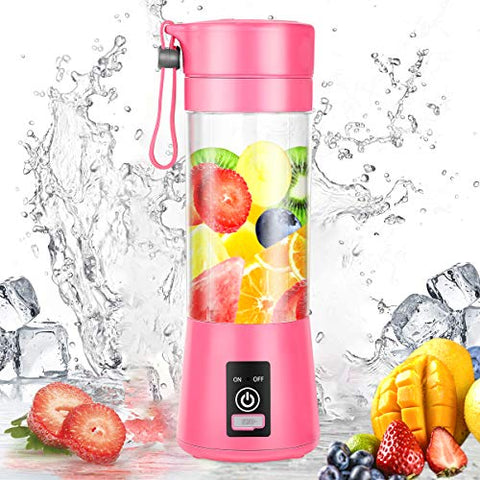 Portable Blender, Personal Blender, Small Fruit Mixer, Electric USB Rechargeable Juicer Cup, Fruit Mixing Machine Home,Travel (Pink)