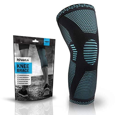 POWERLIX Compression Knee Sleeve - Best Knee Brace for Meniscus Tear, Arthritis, Quick Recovery etc. - Knee Support for Running, Crossfit, Basketball and Other Sports - Single Wrap