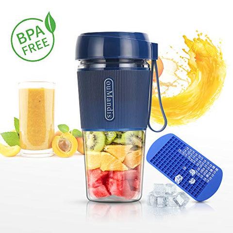 Mini Personal Portable Blender, USB Rechargeable Fruit Juicer Mixer for Home Outdoor Travel Office,BPA Free,10oz/300ml(Blue)