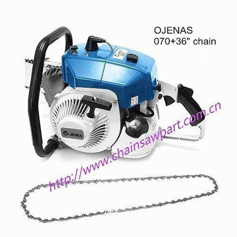 OJENAS Gas-Powered 070 Chain Saw 2 Stroke 105cc 4.8KW with 36" 404.063 52DL Chain ONLY Big Tree Wood Cutting New Blue
