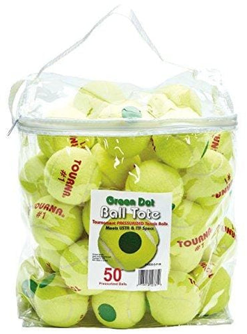 TOURNA Pressurized Green Dot Tennis Balls 50 Ball Tote Bag Green Dot Tennis Balls Pressurized - Ultra Pickleball