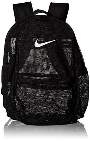 NIKE Brasilia Mesh Backpack, Black/White, One Size