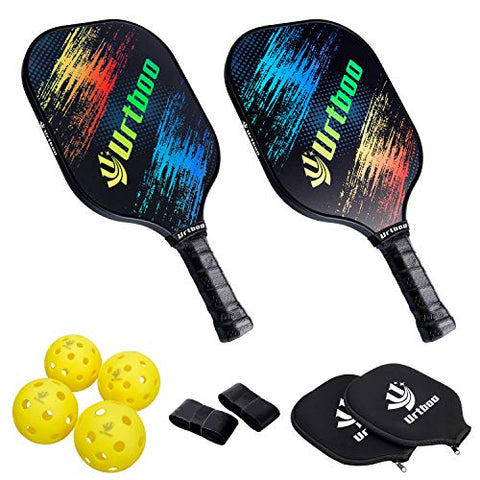 Urtboo Pickleball Paddle Rackets,USAPA Approved Graphite Carbon Fiber face Pickleball Paddles Sets,Full Pickleball for Beginner