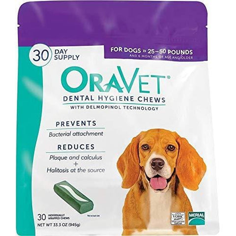 OraVet Dental Hygiene Chews Medium Dogs (25-50 lbs), Dental Treats for Dogs, 30 Count (Discontinued by Manufacturer)